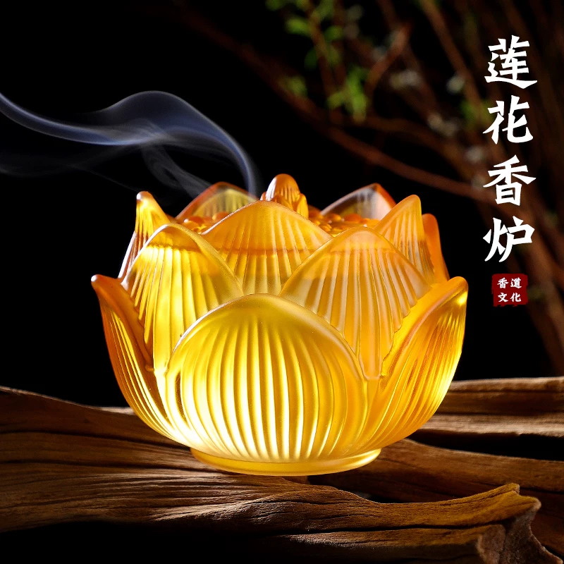 Lotus liuli glass incense burner